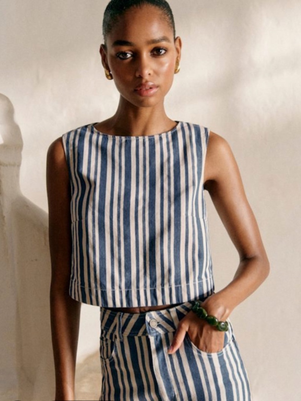 Sezane Striped Pant and cropped Top Set in Blue Size 34 (2/XS)‎ (G) - Picture 2 of 13